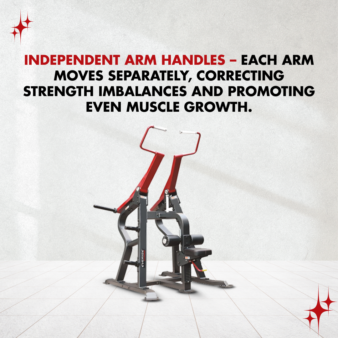 The Lat Pull is placed in a simple plain background, talking about its independent arm handles.