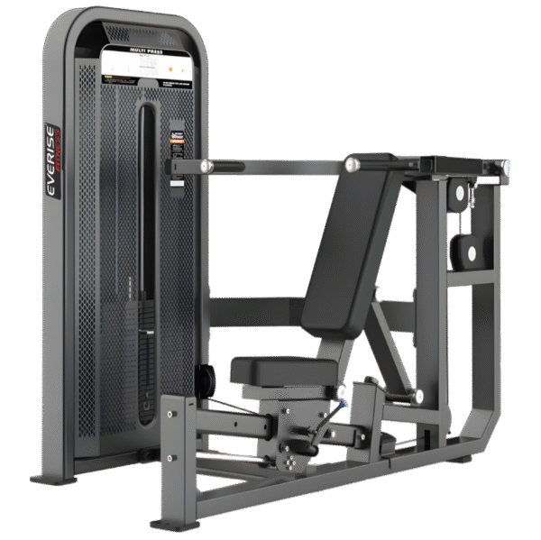 The Multi Press machine is a versatile strength training machine designed to target multiple upper body muscles, primarily the chest, shoulders, and triceps.